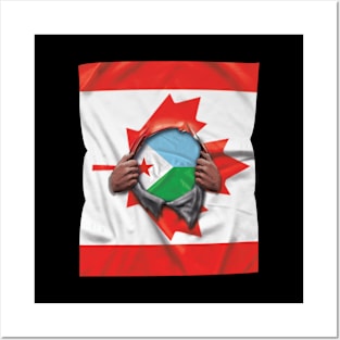 Djibouti Flag Canadian Flag Ripped - Gift for Djiboutian From Djibouti Posters and Art